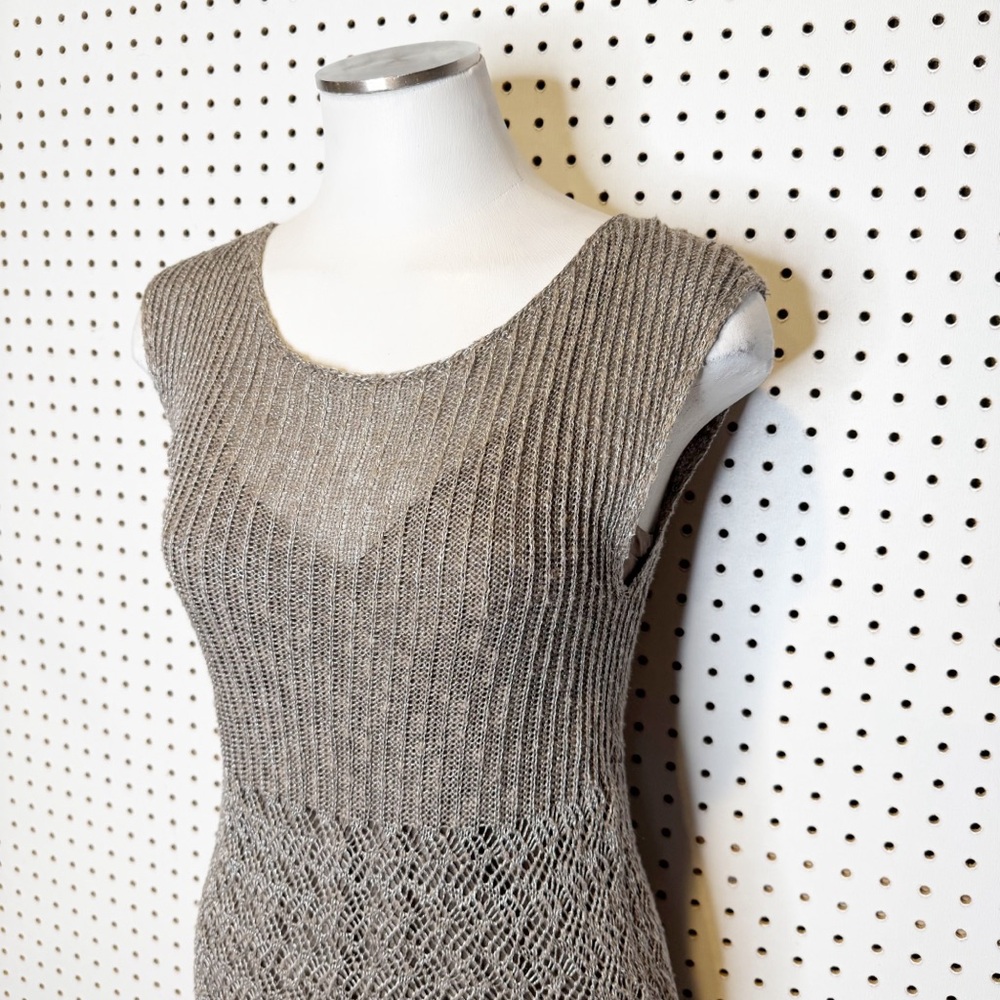 Margaret‎ O’Leary | Crochet Knit Semi-Sheer Dress w/ Slip Dress Separate Sz. M - Picture 3 of 12